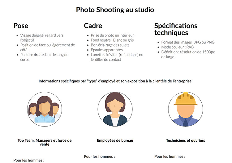 Dress code sample exemple pour entreprise Headshot Pro